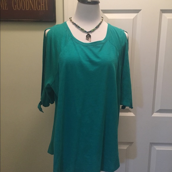Loft 100 percent cotton cold shoulder tee - Picture 2 of 8